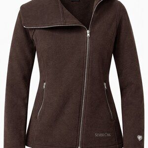 Kuhl Prague Merino Wool Jacket Brown Asymmetrical Zip Silver Oak Women’s Size XS